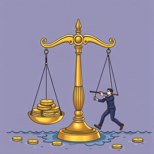 一個強力槓桿正在舉起金幣