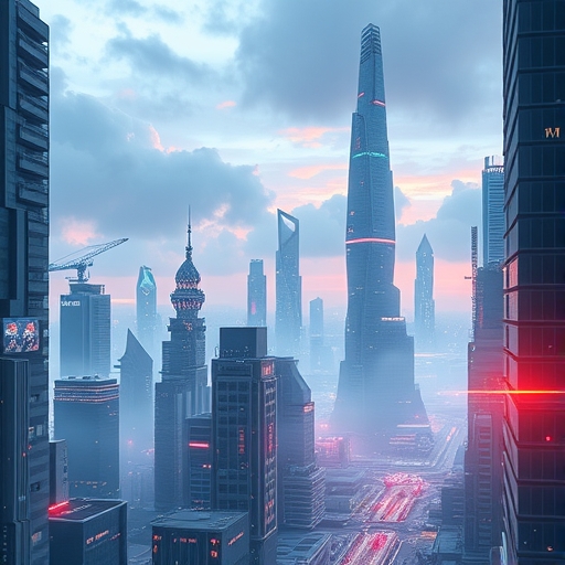 未來城市景觀，包含人工智慧元素