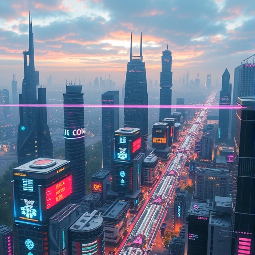 未來城市景觀，包含人工智慧元素