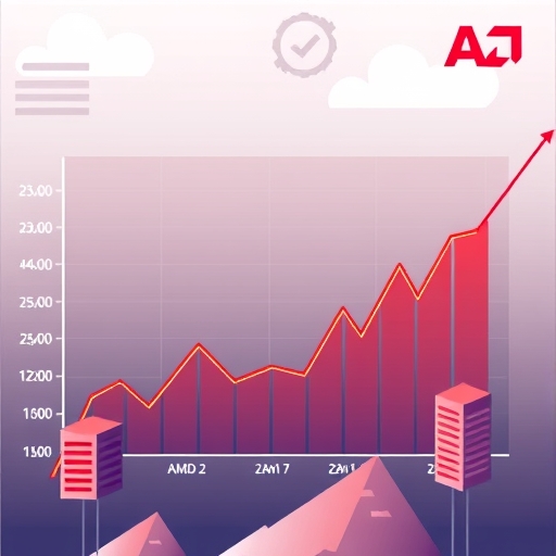 一張圖示，顯示超微的財務報告與市場分析。