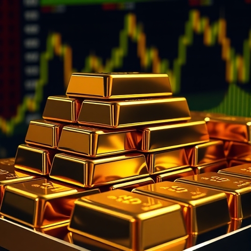 在金融環境中堆疊的金條