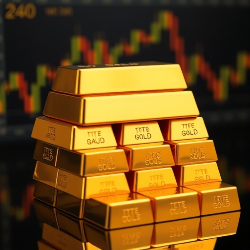 在金融環境中堆疊的金條