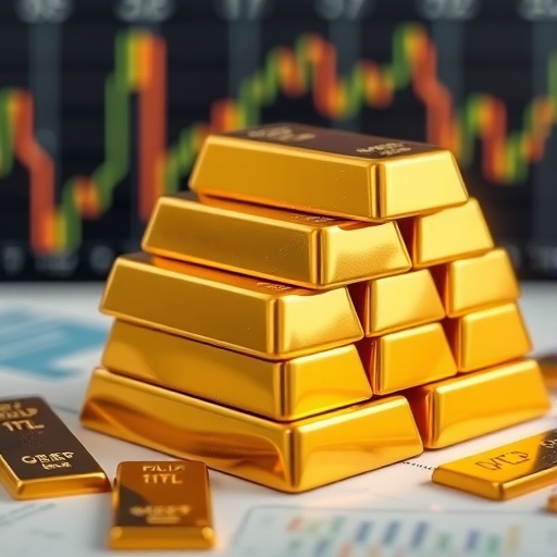 在金融環境中堆疊的金條