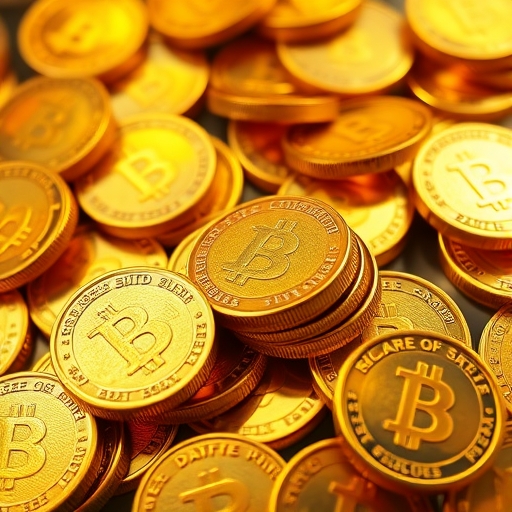 一組閃耀的金幣特寫