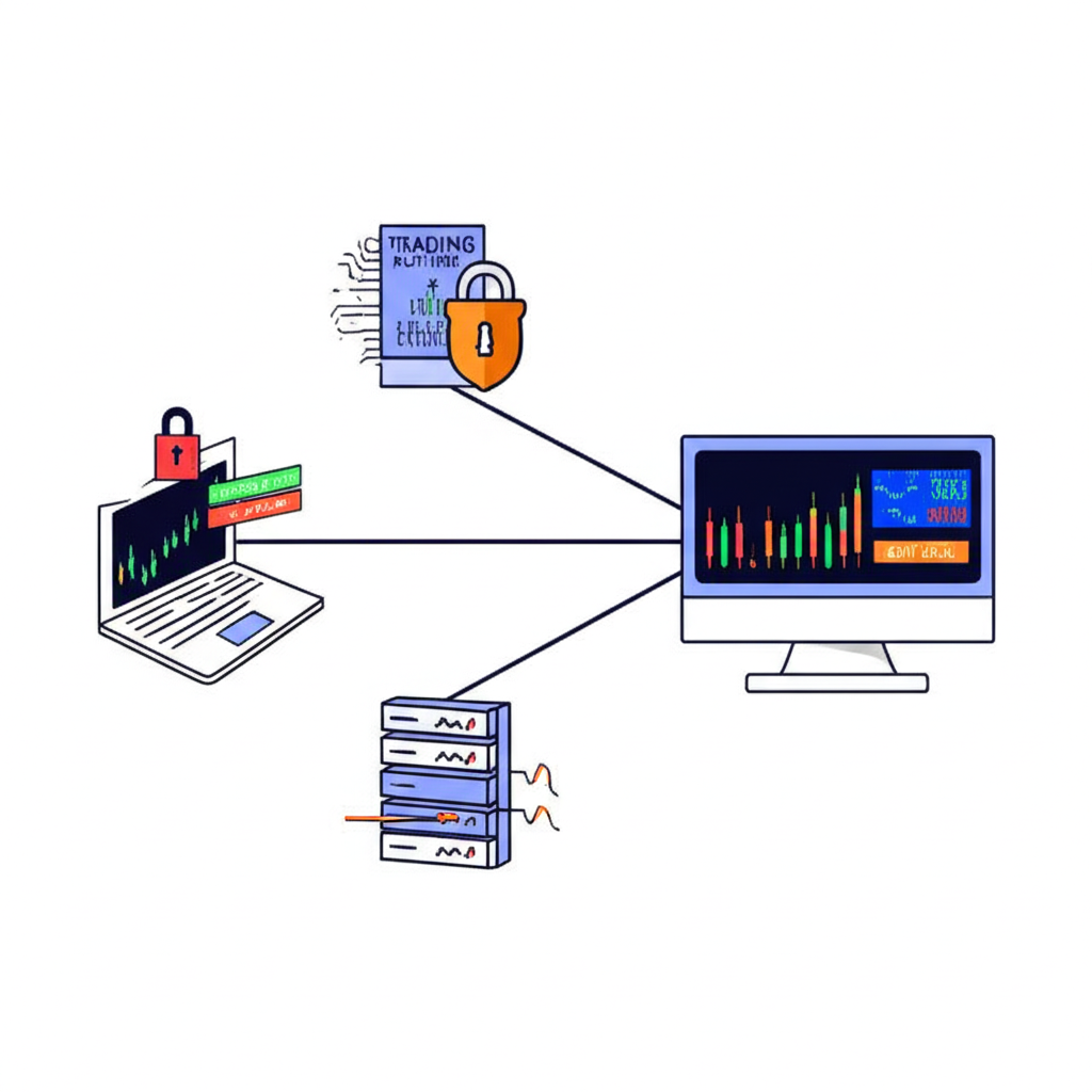 獨立 IP 在外匯交易中的重要性示意圖：專屬通道保障安全與穩定
