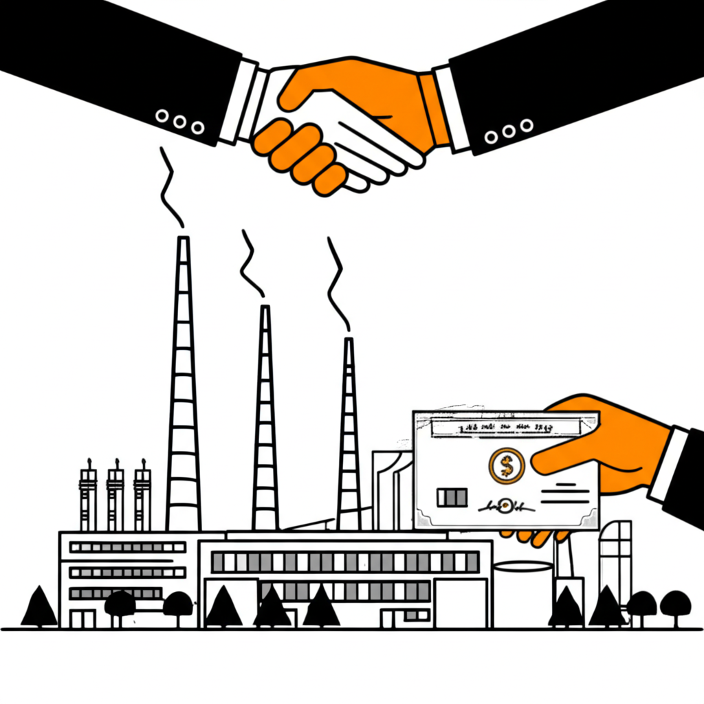 公司與投資人握手示意,象徵股票作為企業募資與個人財富增長之間的橋樑