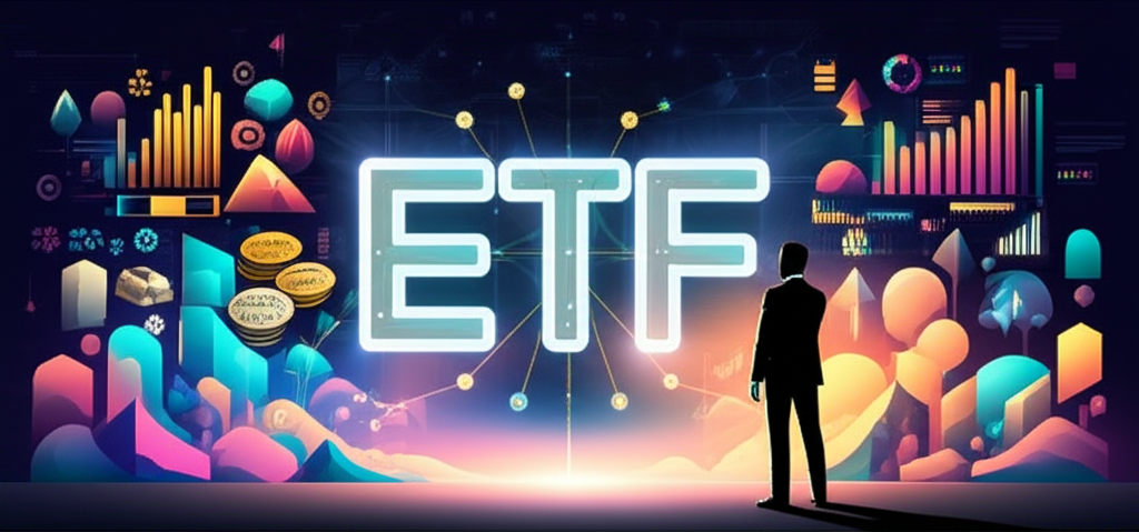 ETF投資概念圖:多樣化金融資產與ETF連結示意