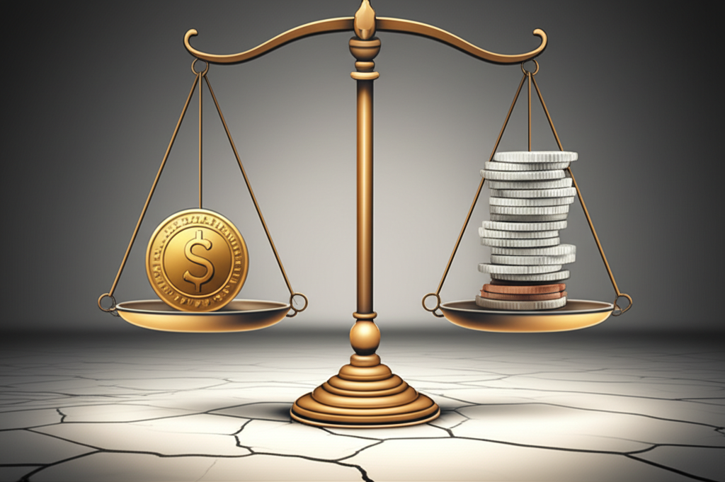 外匯保證金槓桿機制示意圖,小額資金平衡大額資產的風險平衡插圖