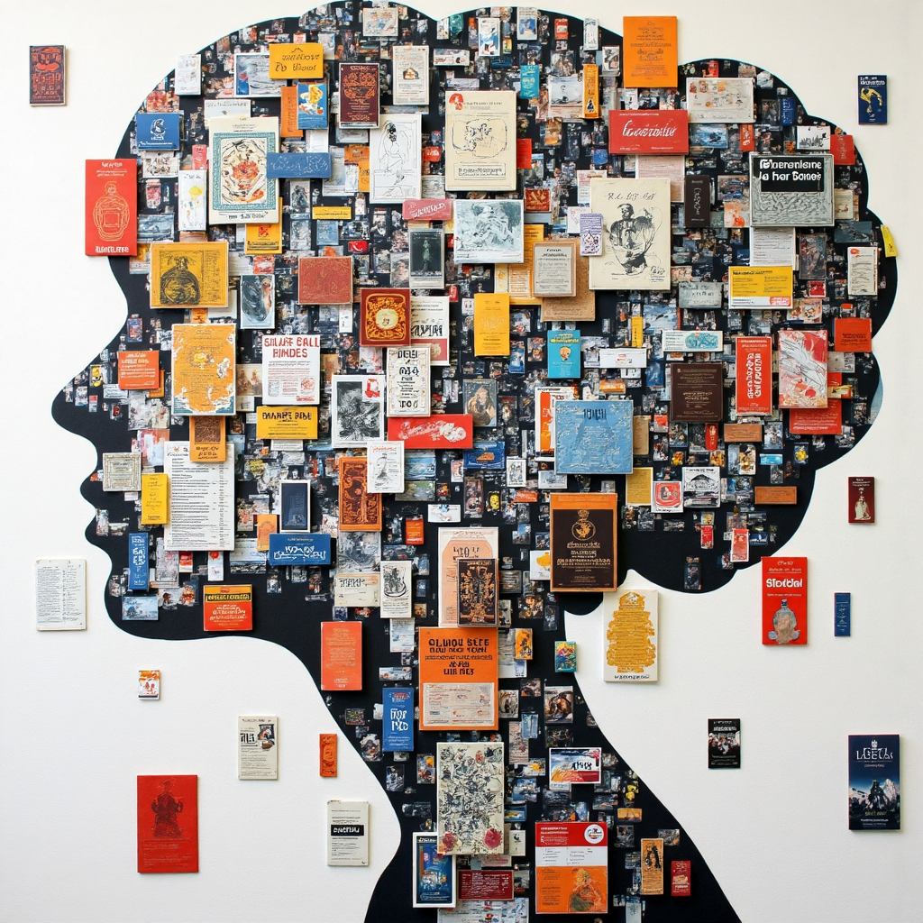 An abstract collage representing the multifaceted meanings of YCC with interwoven elements of financial charts, insurance documents, and social media icons creating a dynamic and thought-provoking visual narrative of interconnectedness