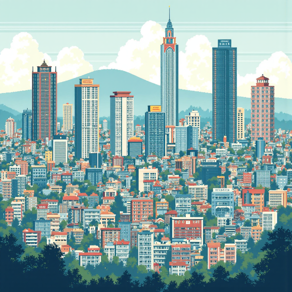 台灣城市景觀的插圖，疊加財務圖表與圖示，代表房地產與儲蓄險，融合成連貫的視覺敘事