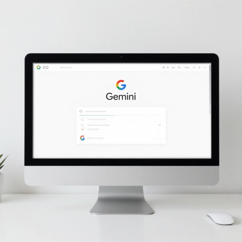 Gemini 登入頁面簡潔顯示，電腦螢幕準備語音輸入，適合台灣用戶快速上手