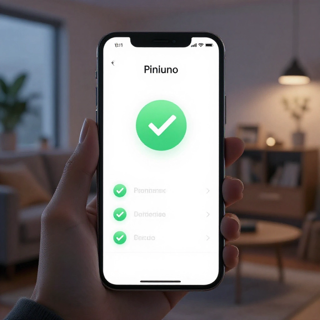手機App顯示即時加密交易確認，綠勾流暢動畫，展現Solana使用者體驗