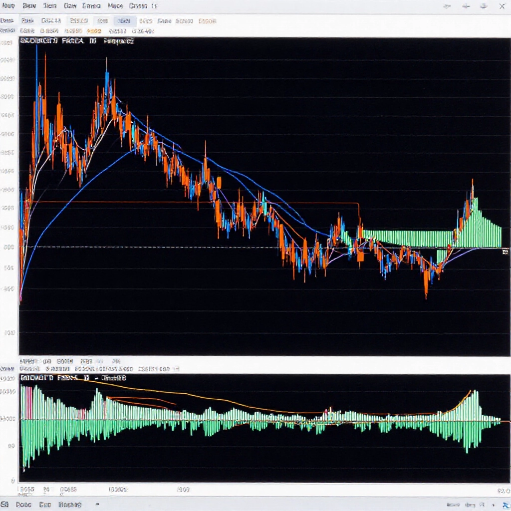詳細 MACD 圖表分解快 DIF 藍線慢 MACD 橘線多彩柱狀圖零軸發散平滑 EMA 曲線專業軟體佈局清晰視覺